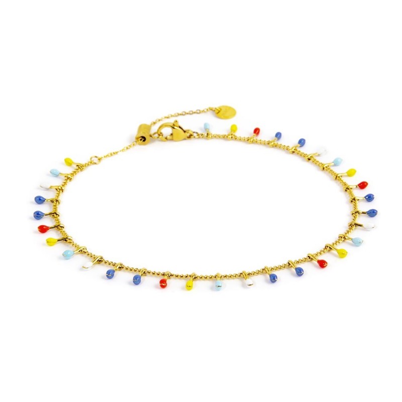 Cavigliera rondelle multicolore e cavigliera pendenti smaltati