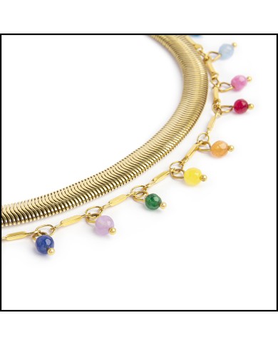 Cavigliera agata colorata e cavigliera catena snake