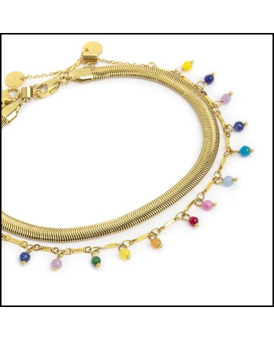 Cavigliera agata colorata e cavigliera catena snake