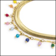 Cavigliera agata colorata e cavigliera catena snake