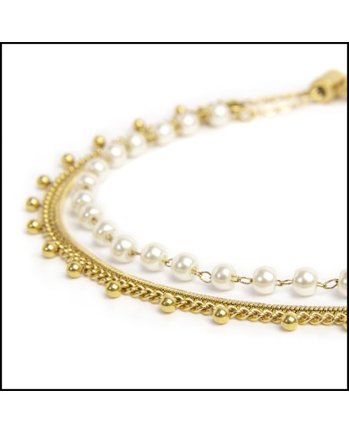 Cavigliera perle e cavigliera catena snake quadrata