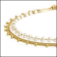 Cavigliera perle e cavigliera catena snake quadrata