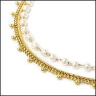 Cavigliera perle e cavigliera catena snake quadrata