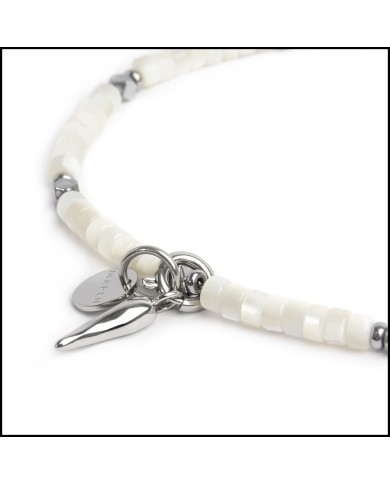Cavigliera rondelle madreperla e charm corno