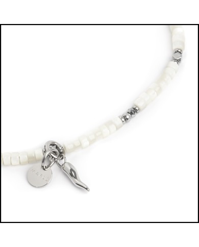 Cavigliera rondelle madreperla e charm corno