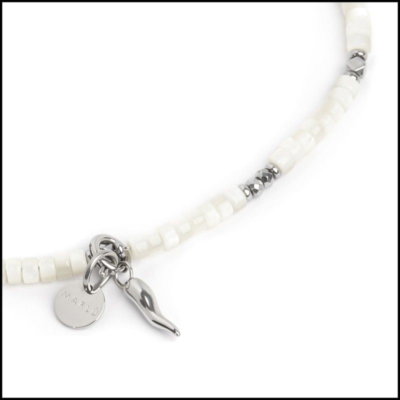 Cavigliera rondelle madreperla e charm corno