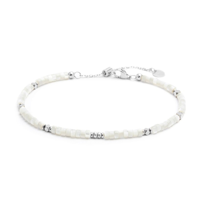 Cavigliera rondelle madreperla e charm corno