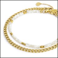 Cavigliera rondelle madreperla e cavigliera catena grumetta