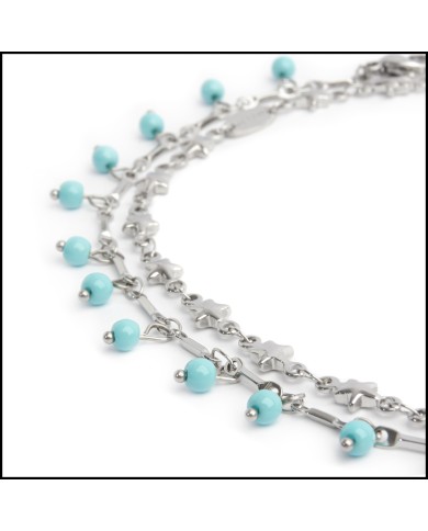 Cavigliera con stelle e cavigliera con pietre turchesi