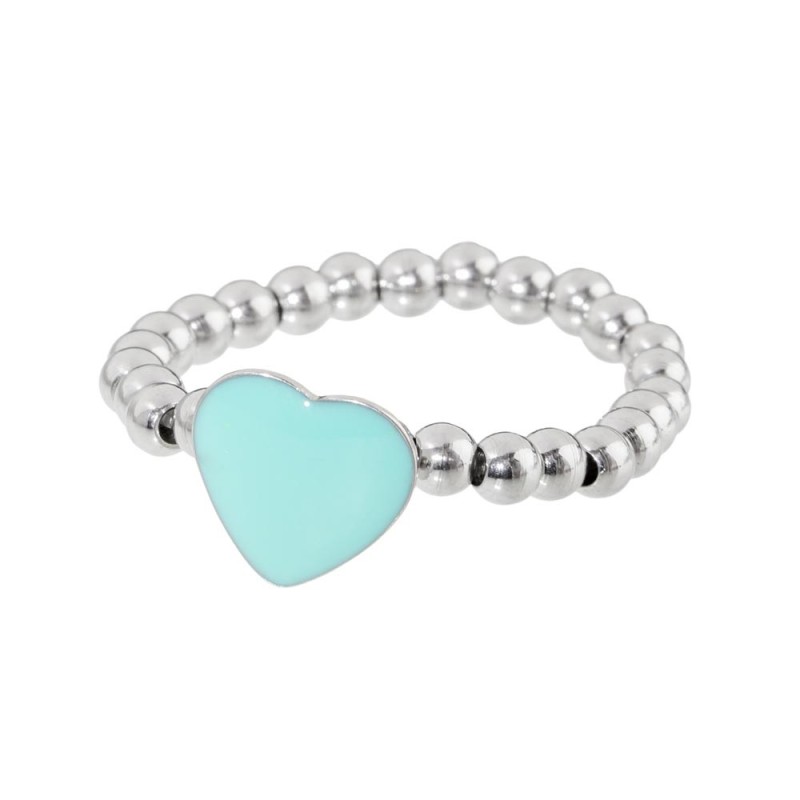Anello elastico con sfere e cuore